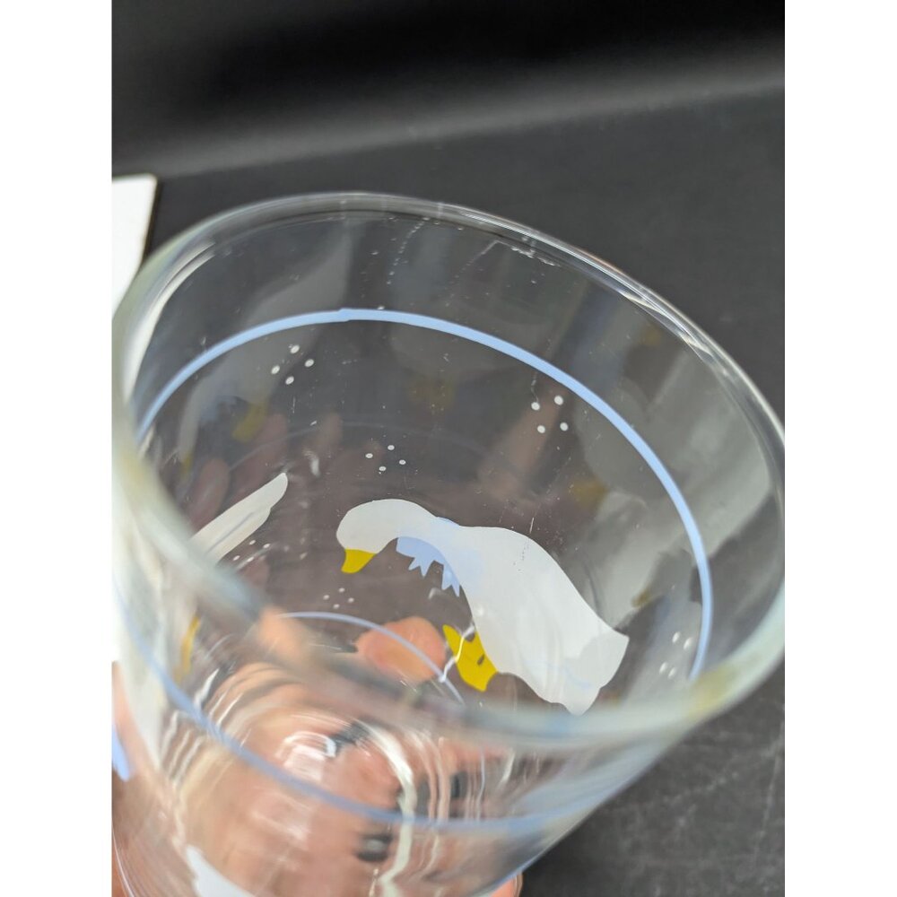 Libbey Country Goose Duck Glass Tumbler Blue Bow Ribbon Print Farmhouse - Picture 7 of 16
